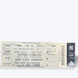 New York Yankees Oakland Athletics Ticket Stub Yankee Stadium June 9 2006‎
